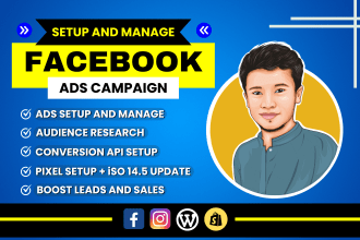 be your facebook ads campaign manager, shopify fb ads for increasing sales,leads