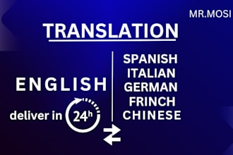translate english to italian,spanish,german,frinch, in 24h