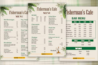 design modern menu restaurant and hotel print and digital