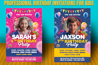 design a luxury birthday invitation card for kids
