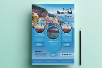 design a professional modern, creative, travel, summer, flyer design in 6hrs
