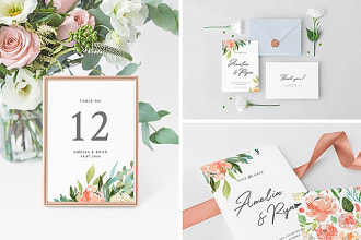 design wedding invitation, save the date, rsvp, menu, stationery and sign bundle