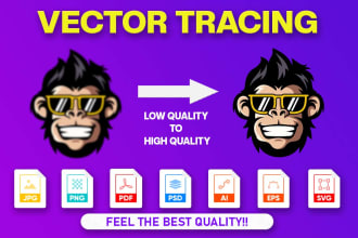 do vector tracing, and convert images to vector, ai, eps, svg, png, pdf