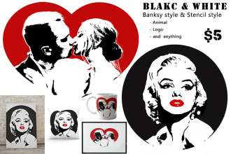 create your portrait banksy street art style grafiti stencil