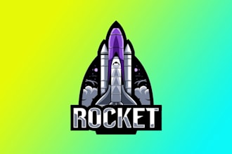 design original rocket mascot logo with my creative thinking