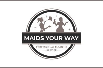be make clean house, janitorial or commercial cleaning service logo