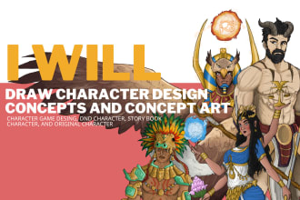 draw character design concepts and concept art