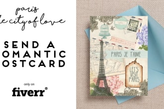从巴黎寄一张浪漫的手写明信片