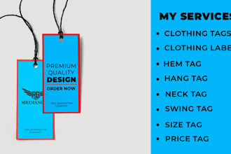 create a clothing tag,hang tag,neck tag and hem tag