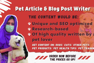 write professional blogs and articles for the veterinary field