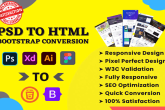 convert figma to html, psd to html, xd to html css responsive bootstrap