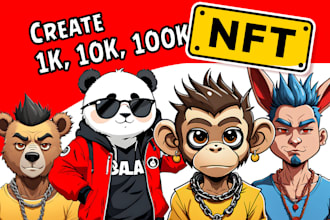create 2d nft art collection 1k, 10k, 100k for starters