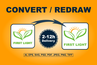 redraw recreate convert raster logo or image to vector ai eps svg psd pdf file