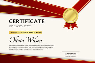 design award certificate or diploma print quality
