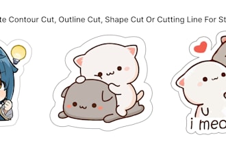 create contour cut, outline cut, shape cut or cutting line for sticker