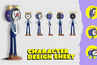 create a professional 2d character design sheet