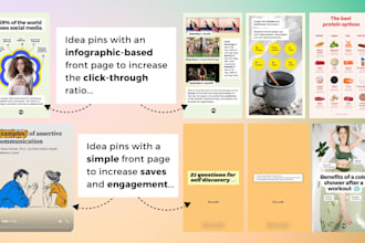 create 10 idea pins with custom design and upto 20 slides for pinterest growth
