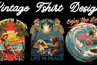do vintage retro illustration for logo and tshirt design