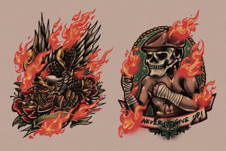 create illustration traditional tattoo or old school design