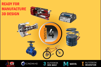do 3d cad design, rendering, ready for manufacturing design