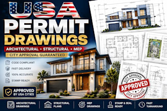 create architectural permit drawings for USA city permit