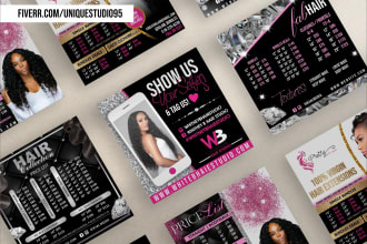 design hair extension and lash extension flyers, spa flyers