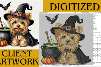 digitized embroidery for 3d puff or flat in dst,pes format