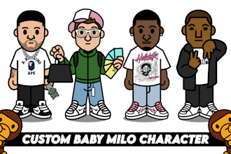 draw you custom baby milo character bape ape for any purpose