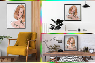 create canvas wall frame art mockups for your images,posters
