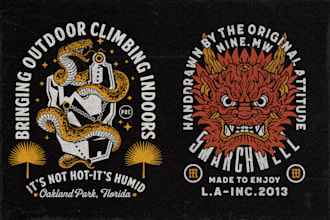 create vintage t shirt design for your brand and apparel