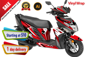 design a create and custom wrap decal vinyl sticker for motorcycle