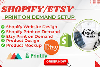 set up shopify print on demand store etsy pod shop with printful printify gelato