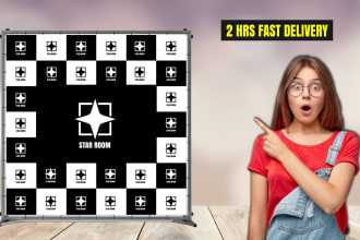 design clean backdrop, step and repeat banner with in 2 hours