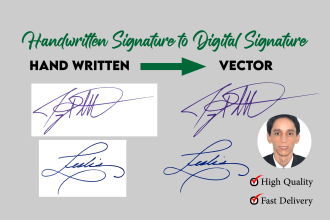vectorize your handwritten signature to digital signature