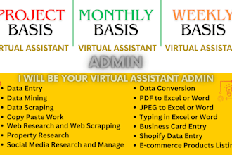be your virtual assistant for data entry, web research, copy paste admin support