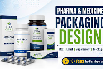 design medicine packaging box, pharma label, and supplement packaging