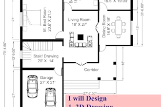 redesign or design floor plan, 2d plan in autocad or revit