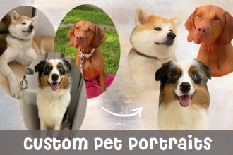 create digital oil portrait of your dog cat or pet