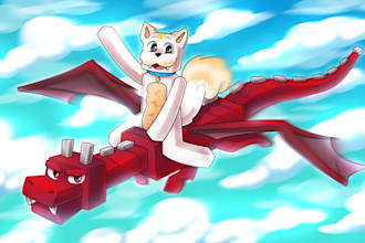 hand draw minecraft banner for discord youtube twitch