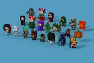 do cute 3d voxel characters objects nft