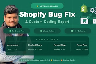 fix shopify bugs, custom coding, liquid errors and store issues