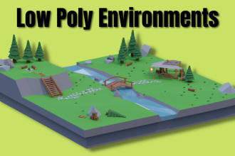 create a 3d low poly environment scene or nft