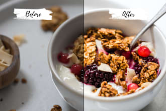 do food photo editing using lightroom and photoshop