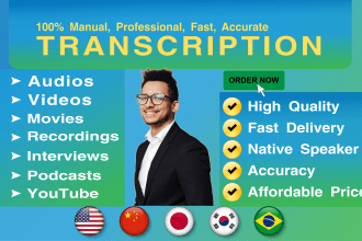 transcribe audio video podcast youtube video webinar english transcription