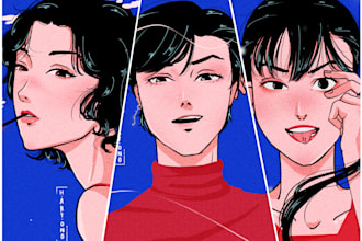 make retro anime style illustration