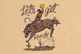 draw western vintage for logo and t shirt