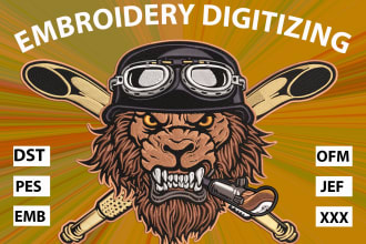 do embroidery digitizing into dst,pes,jef,ofm,hus in 1 hour