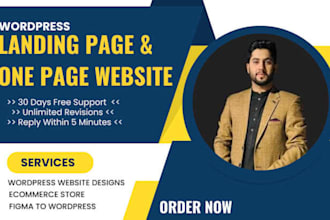design a modern wordpress landing page or one page website