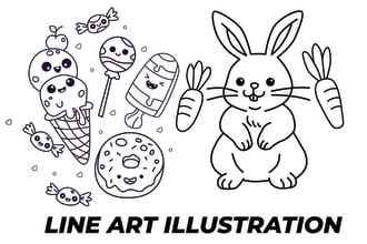 draw any black and white minimalist line art illustration, doodle art