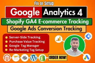fix or set up google analytics 4, shopify ga4 ecommerce server side tracking